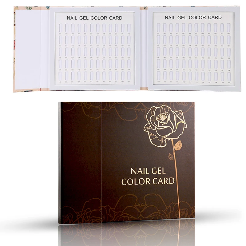 

LUOLLOVE 1 pcs 120 Colors Professional Nail Display Book Nail Gel Polish Display Card Book Chart Nail Art Salon Set