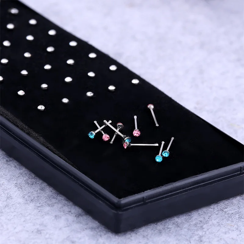 Piercing Jewelry Nose Studs Body Piercing Jewelry Body Jewelry Stainless Steel Crystal Nose stud Set Women Girl Surgical Steel Nose Piercing Rhinestone Stud ear bone Stud Body Jewelry