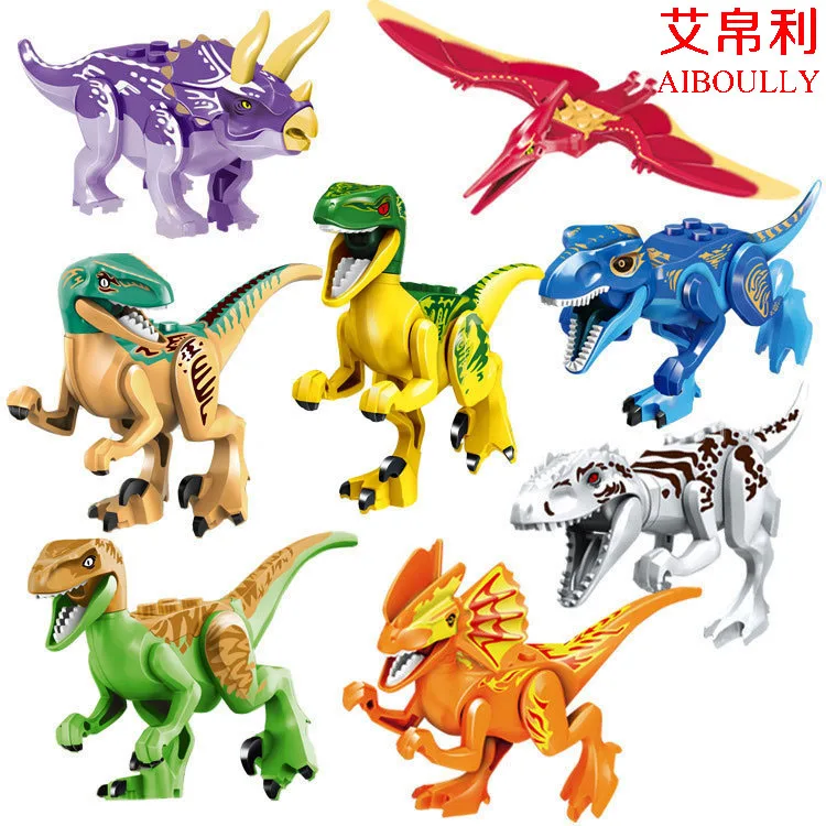 New Dazzle colour 8pcs figures Dinosaur Bricks Figures Blocks Super Heroes baby toys Compatible with lepin