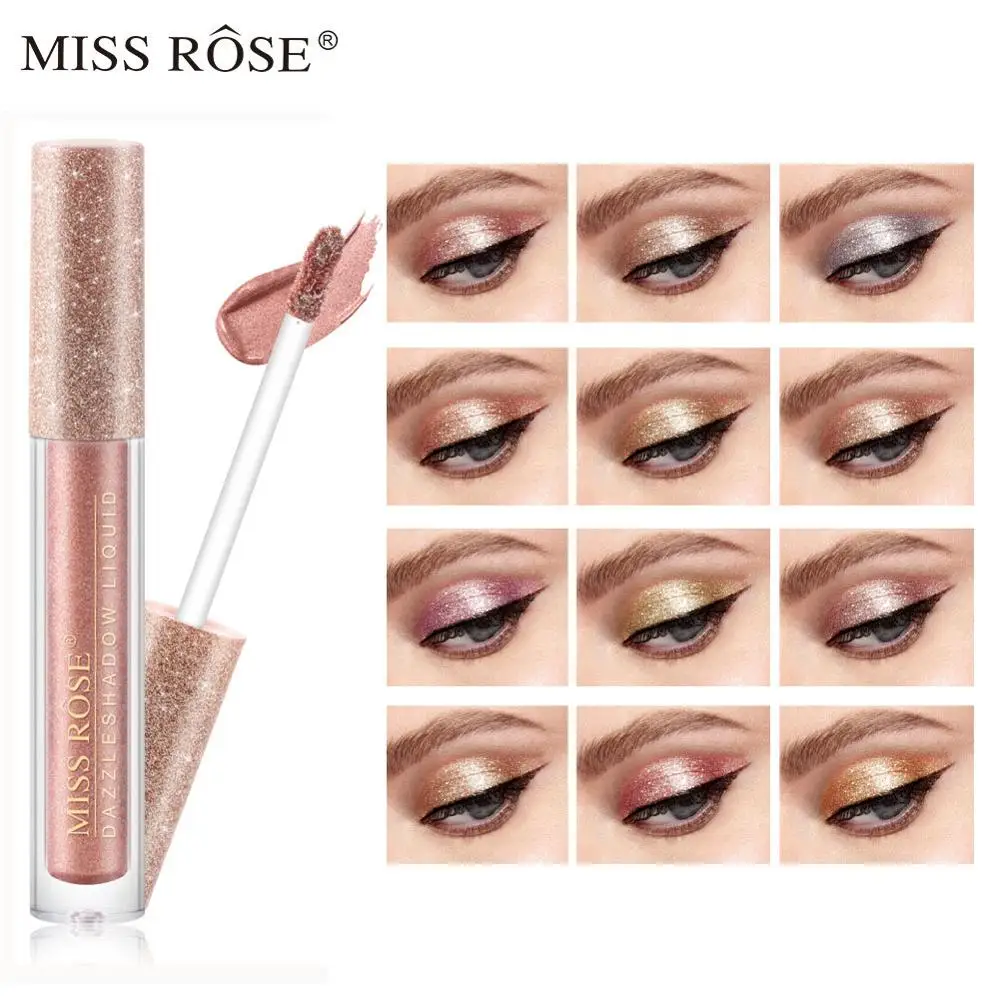 

MISS ROSE 12 Color Shining Glitter Eye Shadow Single Color Pigments Smoky Eyes Shimmer Nude Liquid Eyeshadow Makeup Cosmetics