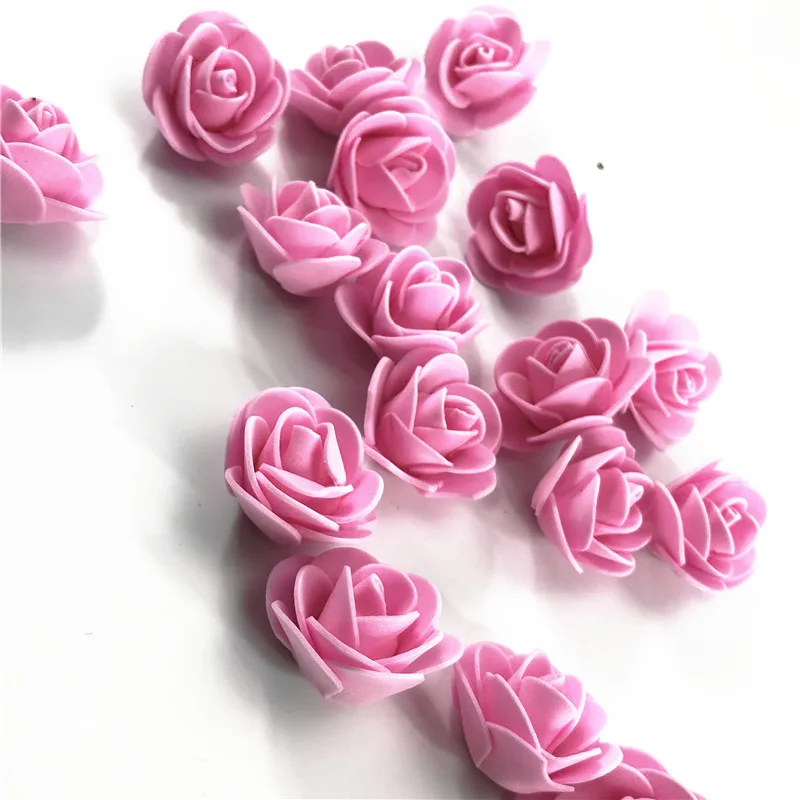 Foam Bear Mold PE Rose Artificial Flower Heads Rose Bear White Mold and Gift Box DIY Rose Bear Accessories Bag - Цвет: 500PCS deep pink