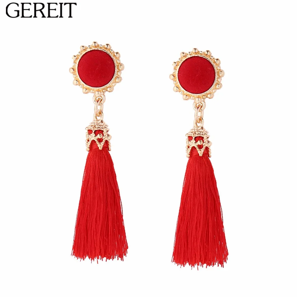 GEREIT длинные висячие серьги с бахромой винтажные богемные массивные для женщин