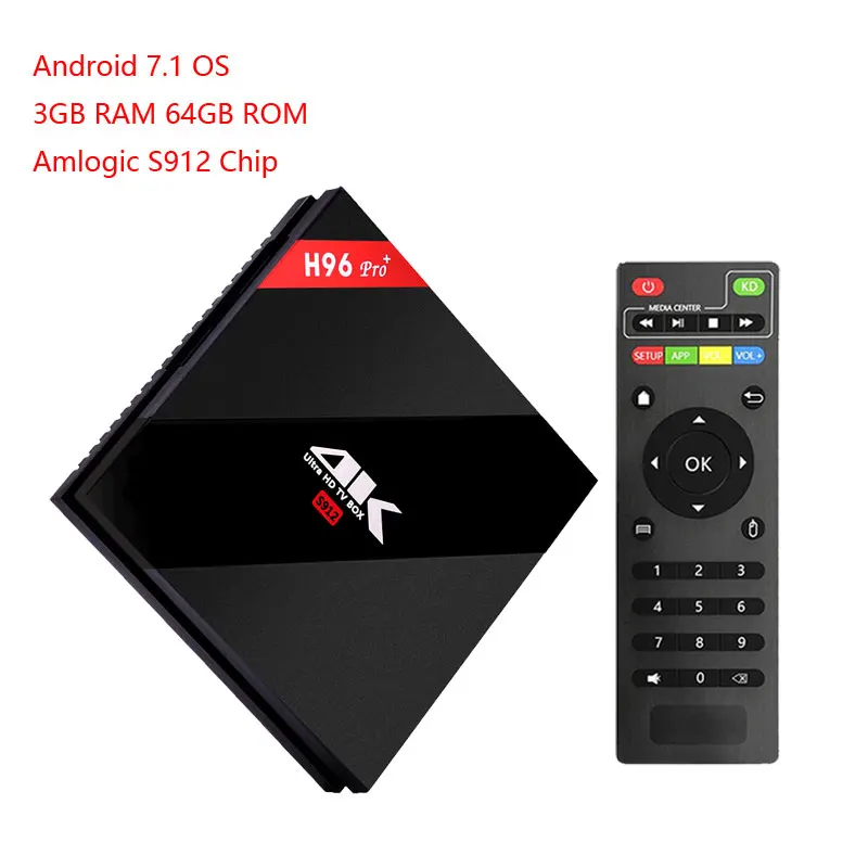 H96 Pro Plus android smart tv box 7,1 Amlogic S912 Восьмиядерный 3g/64G двойной wifi BT4.1 4K H96pro+ PK X96 медиаплееры - Цвет: 3GB 64GB TV BOX