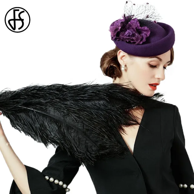 plum coloured wedding hats