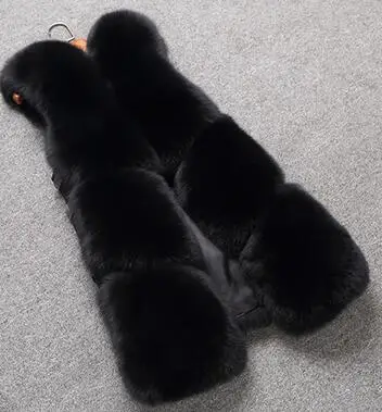 Лидер продаж, дизайн, новинка, весенний жилет из натурального Лисьего меха, жилетка, яркие цвета, hombre, настоящий жилет на лисьем меху - Цвет: black