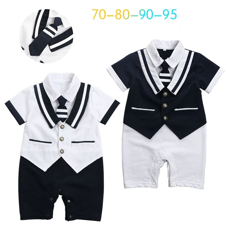 Одежда для малышей 100% мультфильм короткий рукав джентльмен комбинезон Спортивный костюм для малышей для 0-18 месяцев мальчик девочки; Дети