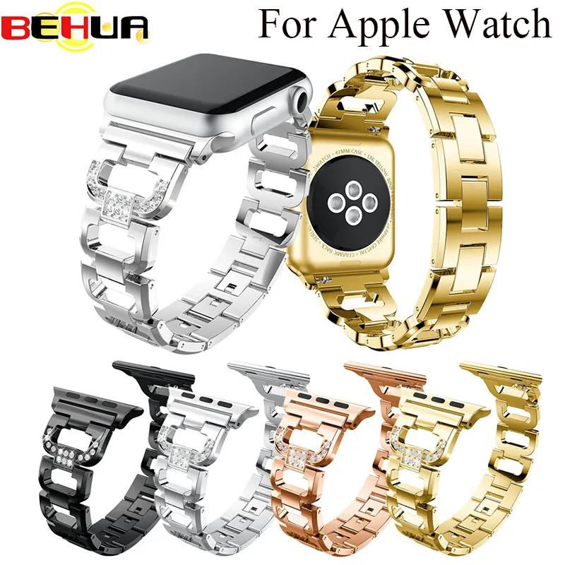 

Bling Bands For Apple Watch Band Stainless Steel Adapter for Watch Series Edition 42MM 38MM Watchband Wristband Sport Strap 2018