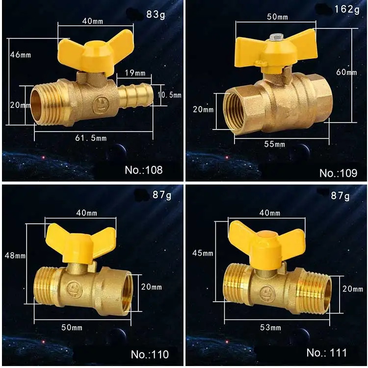 Латунный шаровой газовый клапан G1/2 &quotBSPP для газа жидкой воды ВКЛ/ВЫКЛ клапан|gas