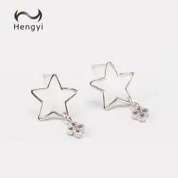 Hengyi Звезда простой Аутентичные 925 пробы серебро Висячие серьги для женщин свадебный бренд ювелирные украшения