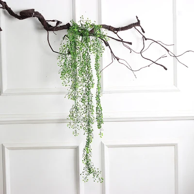 Artificial flower vine hanging orchid fake flower wall hanging living room home decoration garden plant wall plastic flowers - Цвет: Зеленый