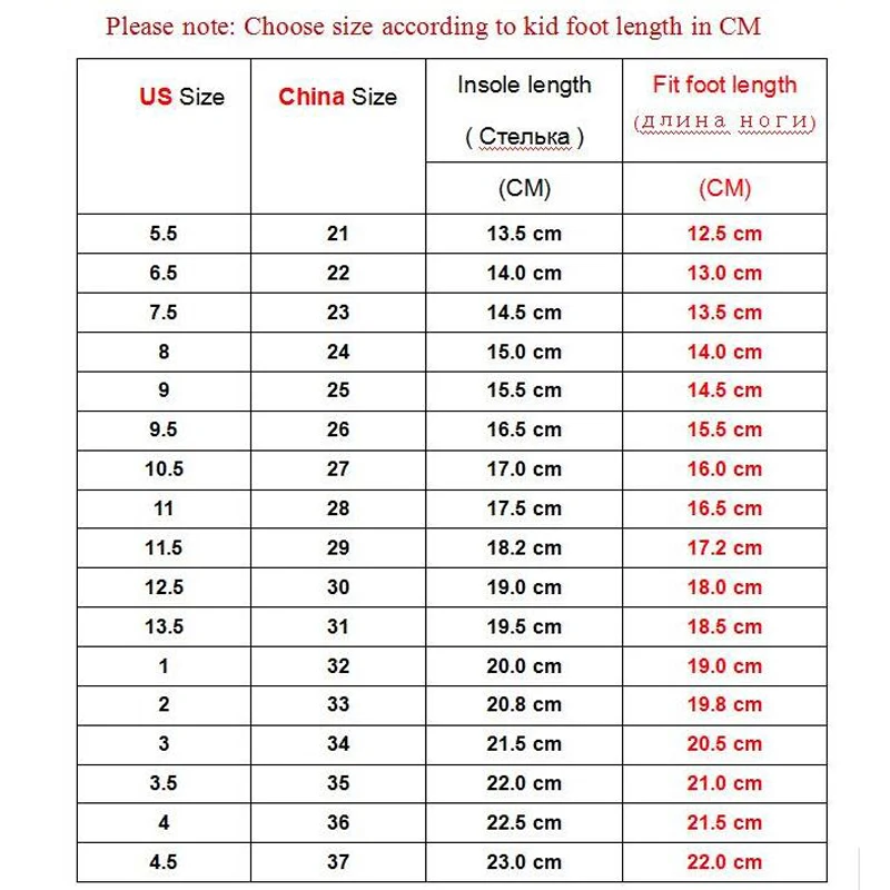 size table