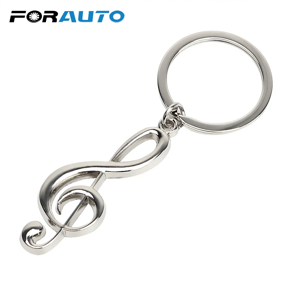 

FORAUTO Car Key Ring Metal Car Key Chain Musical Note Silver Plated Music Symbol Keychain Car-styling