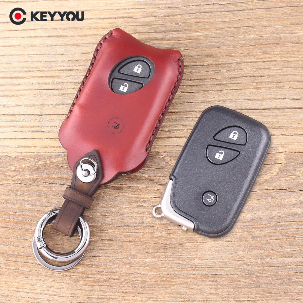 

KEYYOU Leather Remote Key Case Fob 3 Buttons For Lexus IS250 ES350 GS350 LS460 GS Car Key Cover Key Shell
