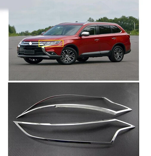 For Mitsubishi Outlander 2015 2016 ABS Chrome Front Head light Cover Trim Exterior Chromium Styling Parts 2pcs For Mitsubishi Outlander 2015 2016 ABS Chrome Front Head light Cover Trim Exterior Chromium Styling Parts 2pcs