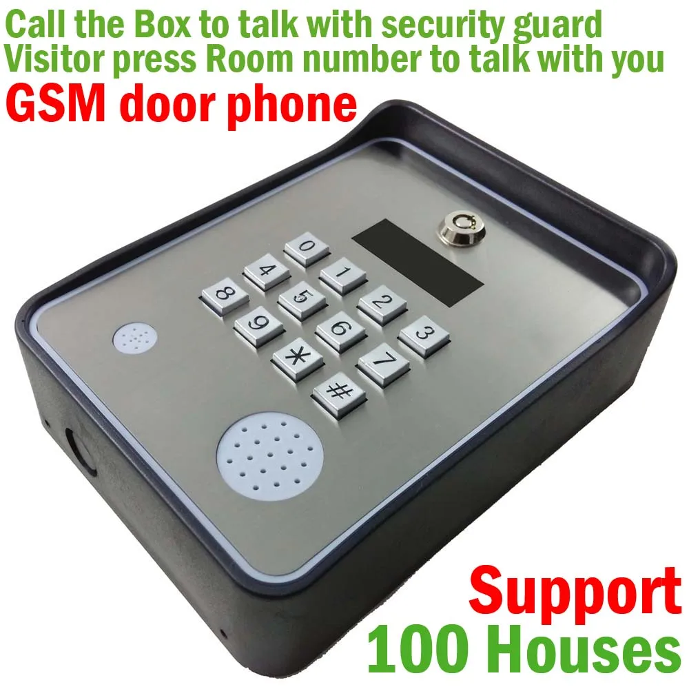 Wireless GSM audio Door Phone Intercom and security alarm for community security support 100 house