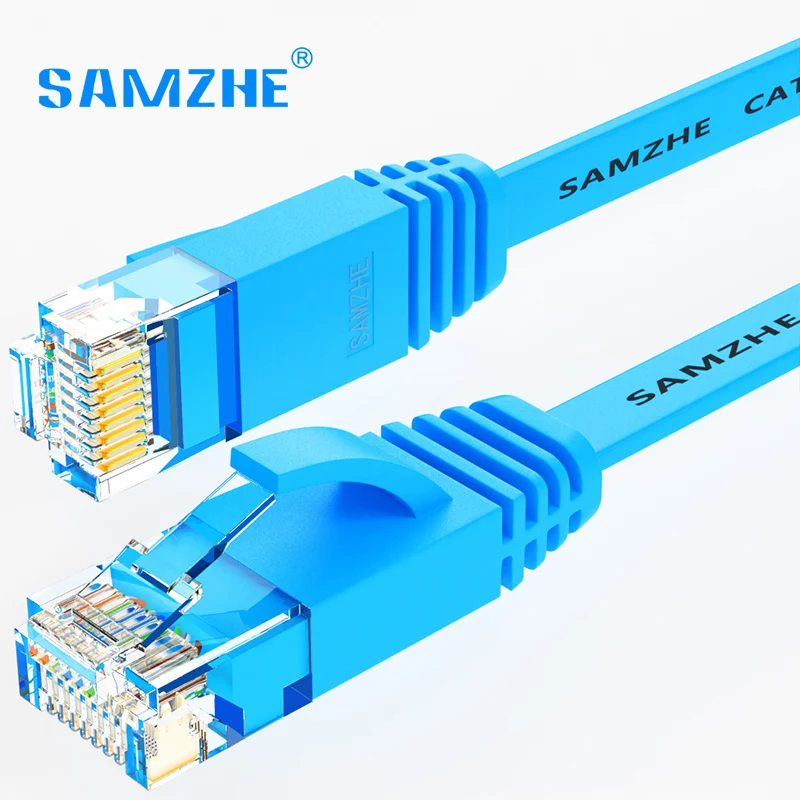 Meilleur SAMZHE Plat Câble Ethernet RJ45 câble lan cat6 Plat 1000 Mbps Réseau CAT 6 câble cavo Ethernet pour Ordinateur Routeur ordinateur portable ps4 PC