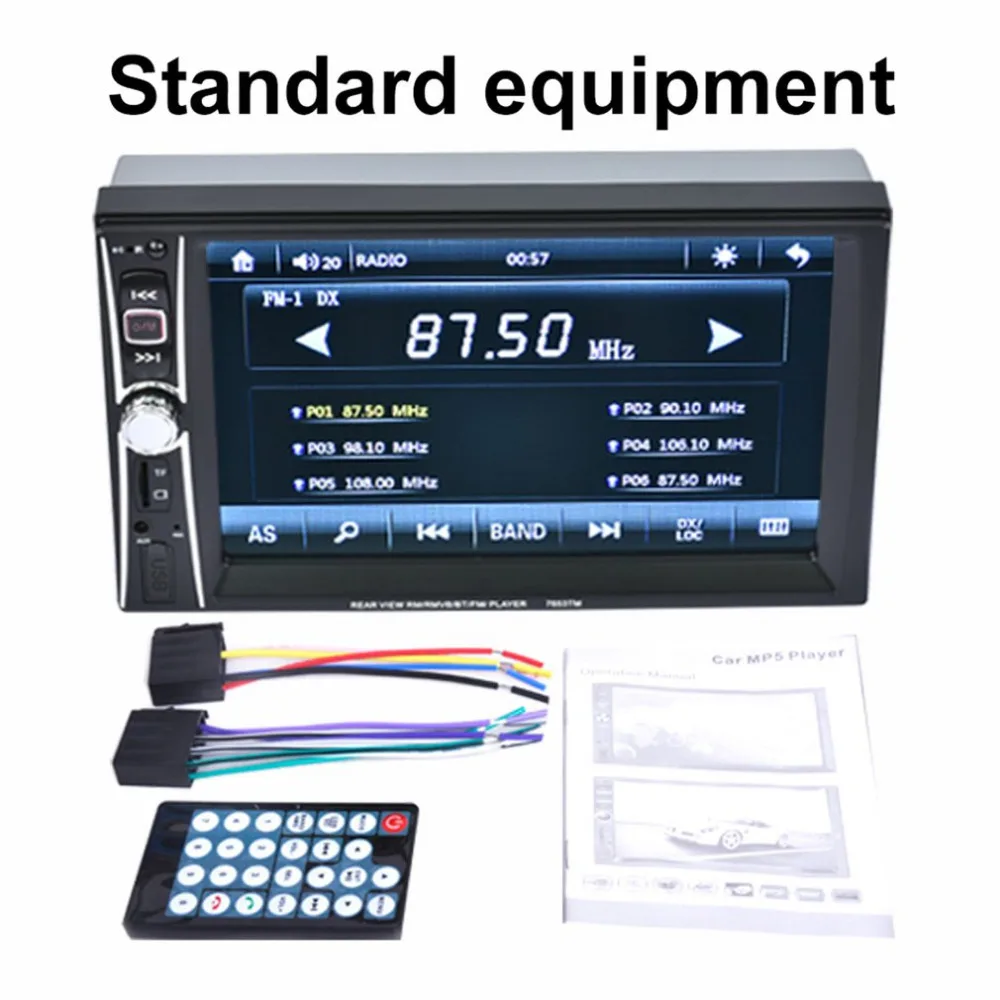 7 inch Professional Touch Screen Car Radio Mp5 Player Bluetooth Mp5 Audio 1080P Movie Support Rear View Camera 2 Din Car Audio