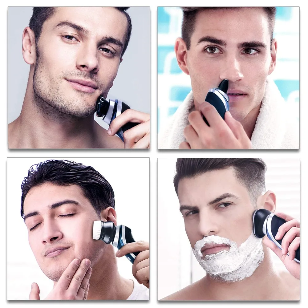 4 в 1 роторная электробритва для лица, электрическая бритва для мужчин, мужская борода, влажная сухая бритвенная головка, usb Перезаряжаемый набор для ухода за шерстью