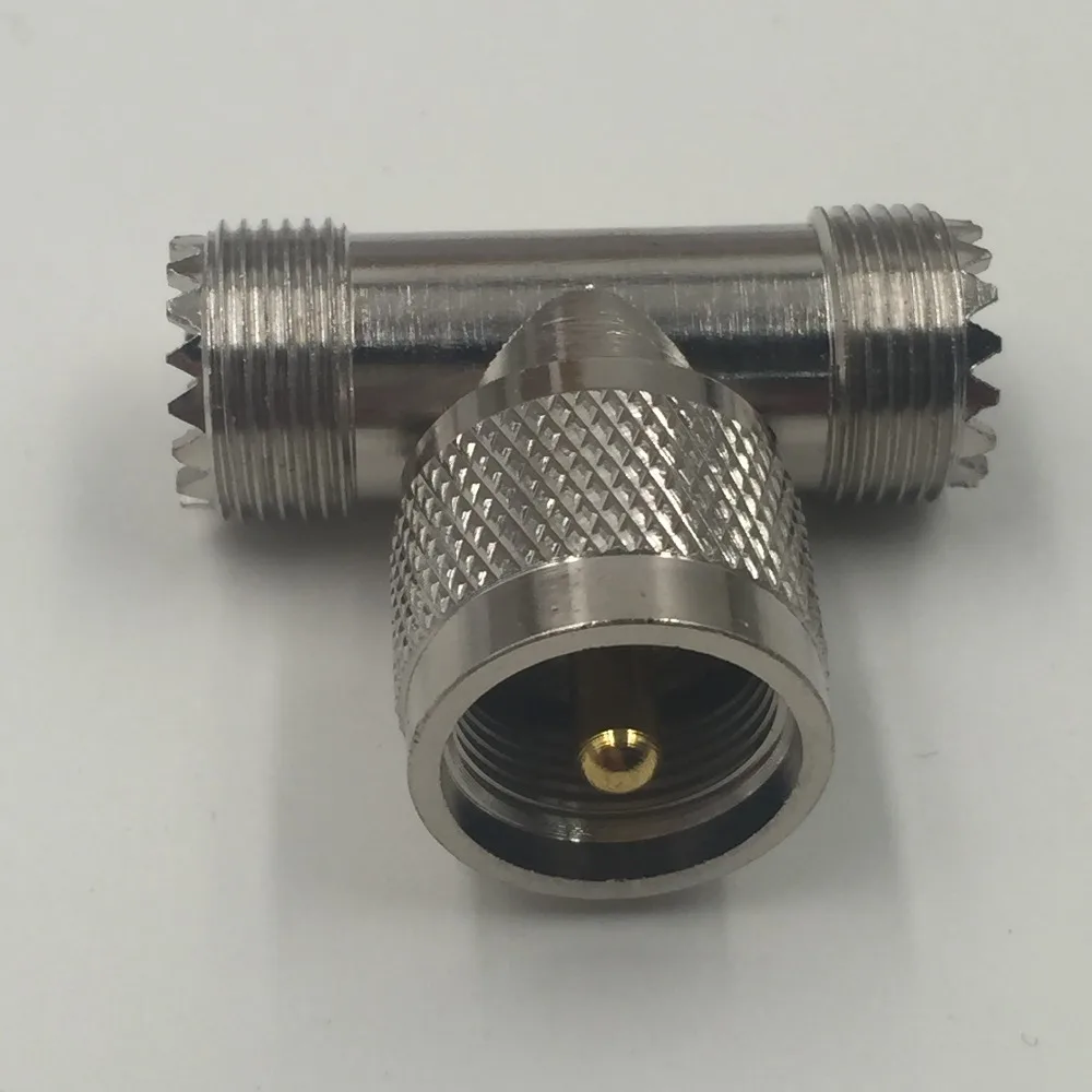 

1x Adapter UHF male PL259 plug to 2x SO239 female jack T Splitter connector 1M2F