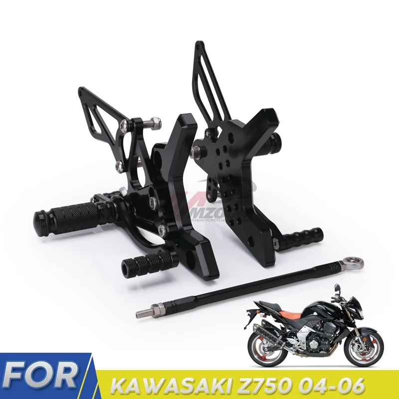 Задний комплект для мотоцикла с ЧПУ, Алюминиевые Регулируемые подножки, подножки, подножки для KAWASAKI Z750 2004 2005 2006, мотоциклы