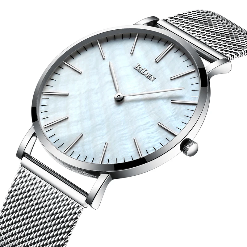 

BIDEN Fashion Mens Watches Top Brand Luxury Quartz Watch Men Casual Slim Mesh Steel Waterproof Sport Watch Relogio Masculino