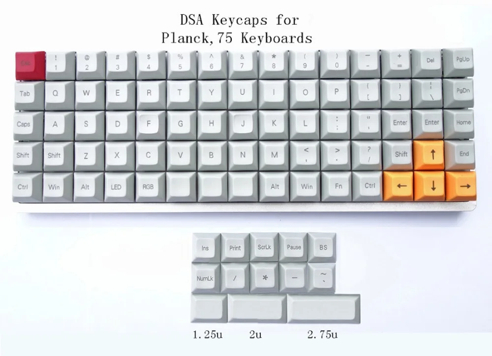 DSA Keycaps для pluck XD75 RGB75 artholinear клавиатуры для Cherry MX переключатели механической клавиатуры