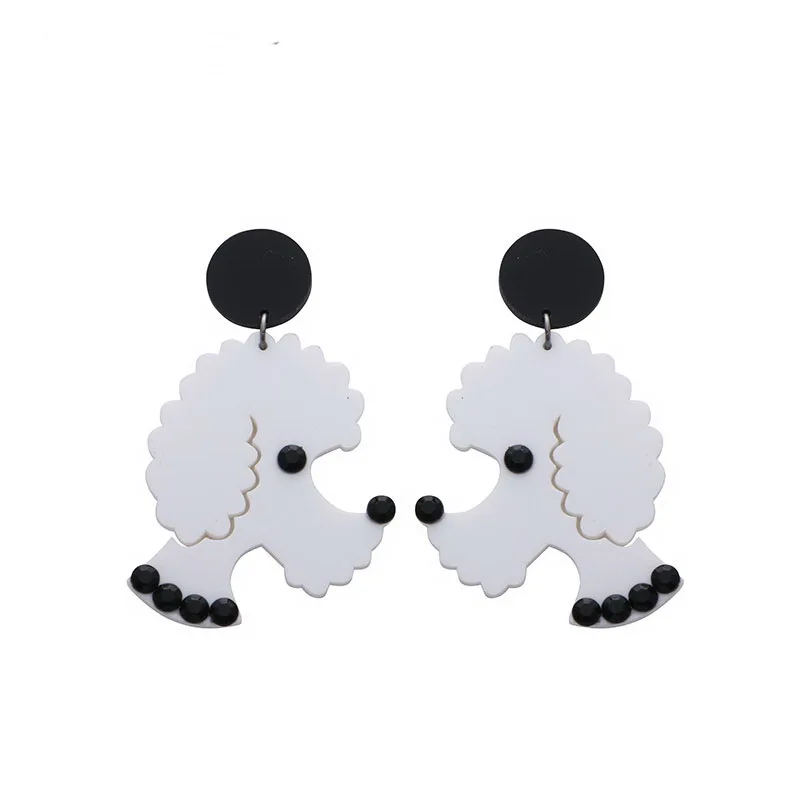 

korean Cute Poodle doll Earrings Fashion Hiphop Acrylic Animal Earrings For Women Personalized Jewelry E19021