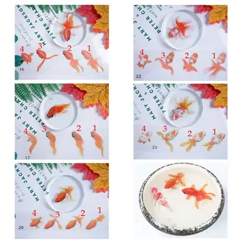 

5 Sheets Gold Fish 3D Mold Resin Stickers Decal Landscape Decorative DIY Crafts Material Decoration Jewelry Filling Tools