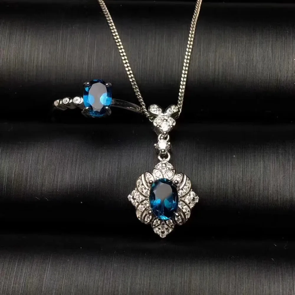 Natural pink topaz gem jewelry sets natural gemstone ring Pendant 925