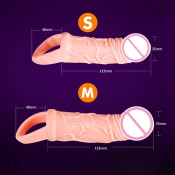 Strap on Delay Penis Sleeves Realistic Dildo Fake Penis Extension Cock With Ring Sex Toys for Men 6