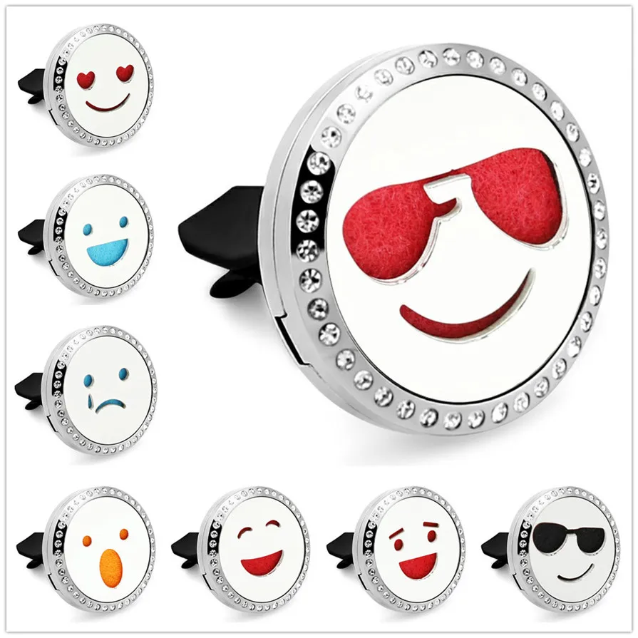 

CZ500-CZ536 30mm Essential Oil Car Diffuser Locket Vent Clip 316L Stainless Steel perfume Locket with crystals DIY Accessories