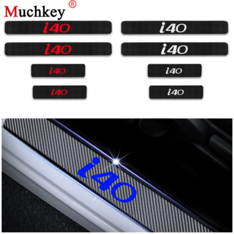 

For Hyundai i40 Car Door Sill Scuff Plate Door Threshold Plate Guard 4D Carbon Fiber Vinyl Stickers Car Styling Auto Part 4Pcs