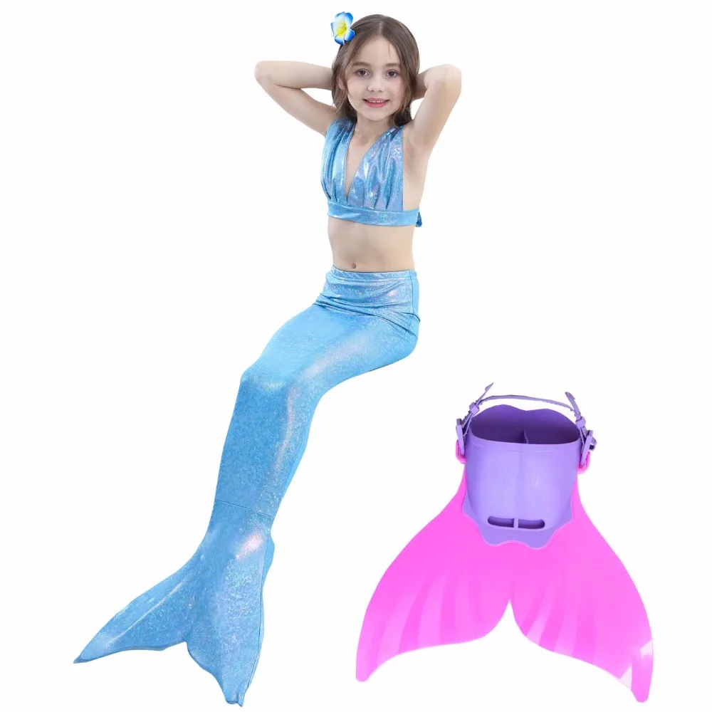 

Mermaid Tails Costumes,Girls Swimmable Mermaid tail Bikini 3pcs + Monofin Princess Dress Kids COS Gift Children Swimming Dresses