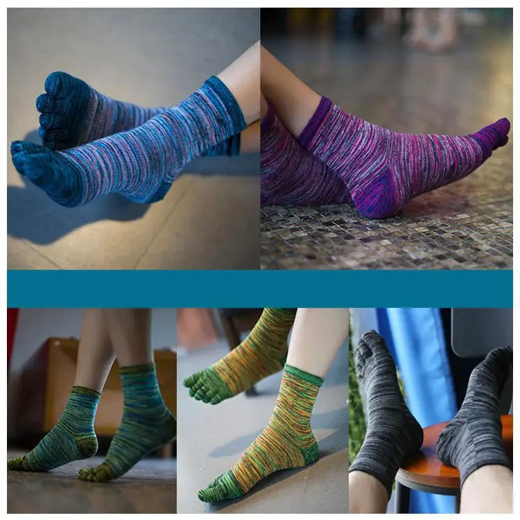 Летние носки с пятью пальцами, хлопковые носки-лодочки, мужские тонкие цветные носки, 5 пар - Цвет: Бежевый