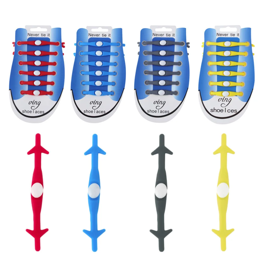 12Pcs/Set Silicone Shoelaces Never Tie it Shoelace Unisex Elastic Shoe Laces No Tie Men Women