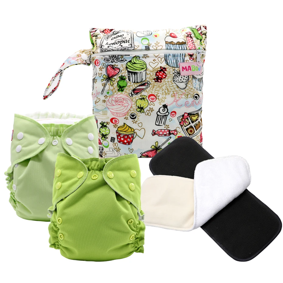 

MABOJ Cloth Diaper Set One Size Pocket Diaper With Suede Cloth Inner Washable Adjustable Reusable One Size Cloth Nappies