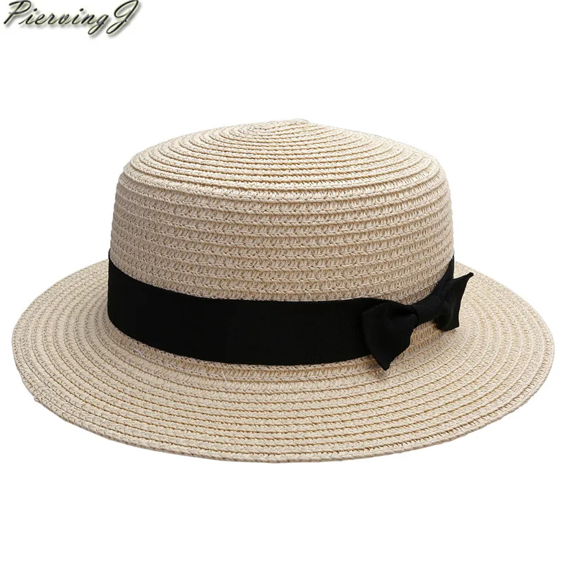 Новейшая Мужская Летняя Пляжная мягкая фетровая шляпа унисекс, соломенная шляпа с бантом