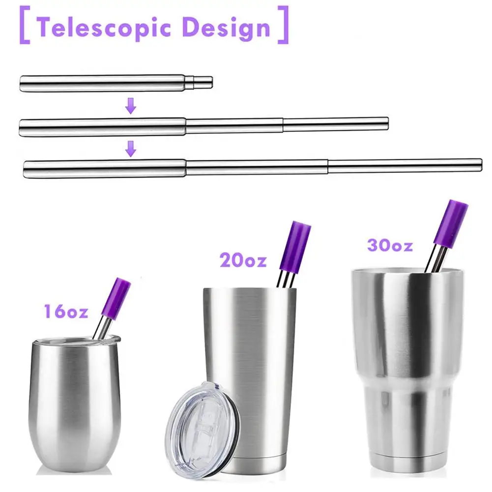 1 комплект экологически чистой складной соломы легкий и портативный телескопическая из нержавеющей стали соломы разборки телескопические соломинки
