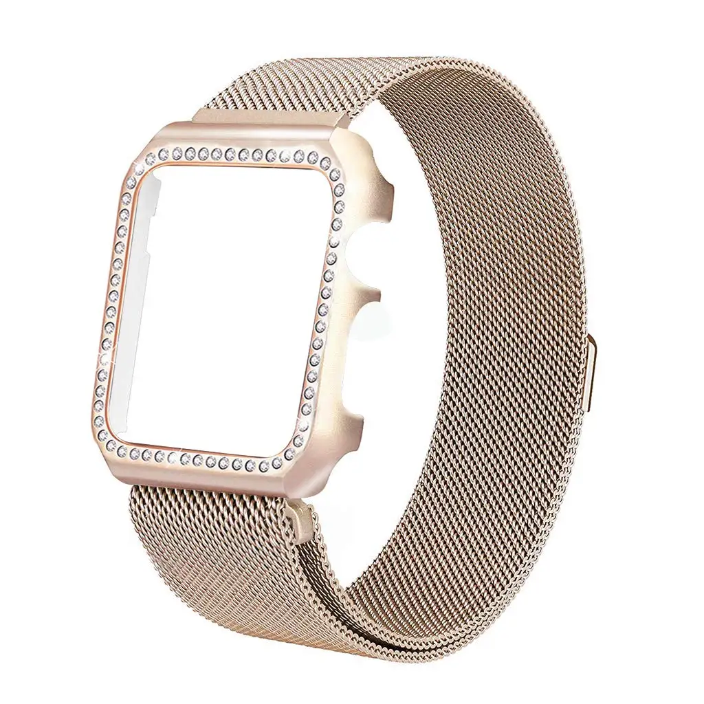 Миланская петля+ Алмазный чехол для Apple Watch 42 мм 38 мм браслет из нержавеющей стали ремешок для iWatch 40 мм 44 мм серия 5 4 1 2 3