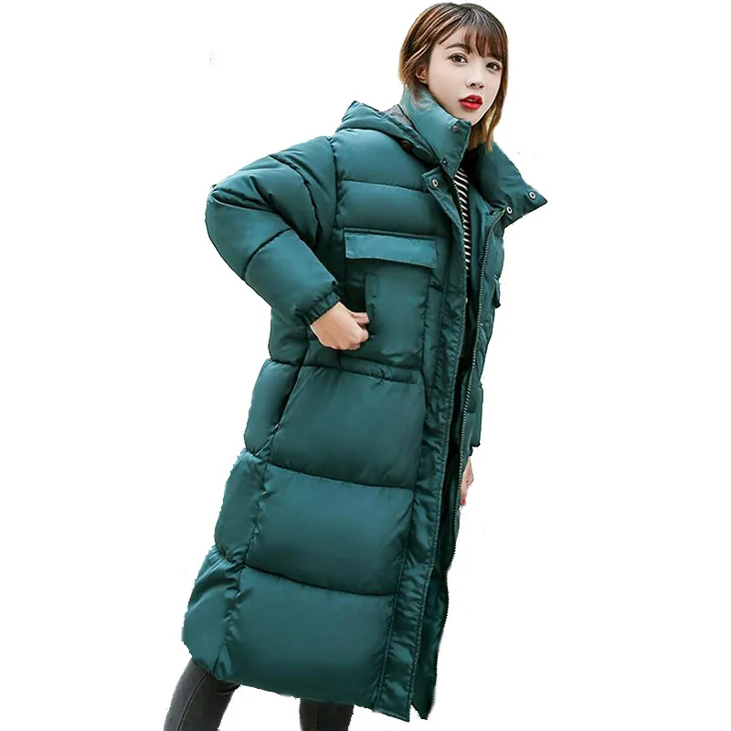 

2018 Long Warm Hooded winter Jacket women Thick Long Max-Long Parka New winter Coat women Winter thick Big Pocket Parka
