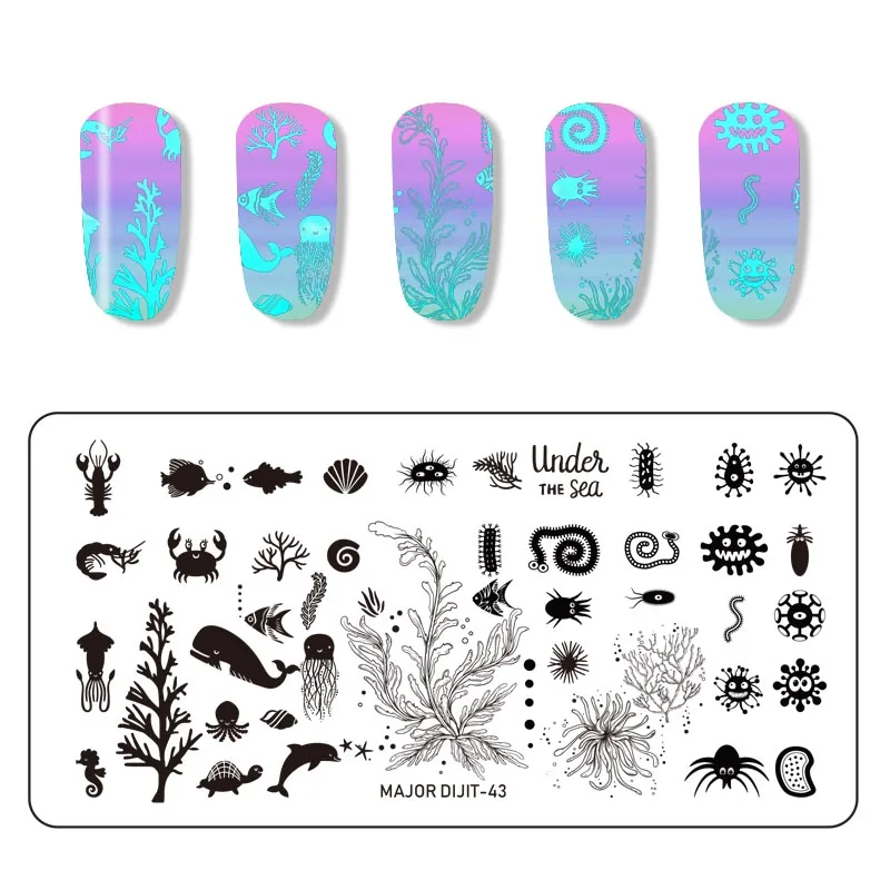 WAKEFULNESS прямоугольные пластины для штамповки ногтей Цветочные листья смешанный принт рисунок для нейл-арта штамп трафареты - Цвет: 43