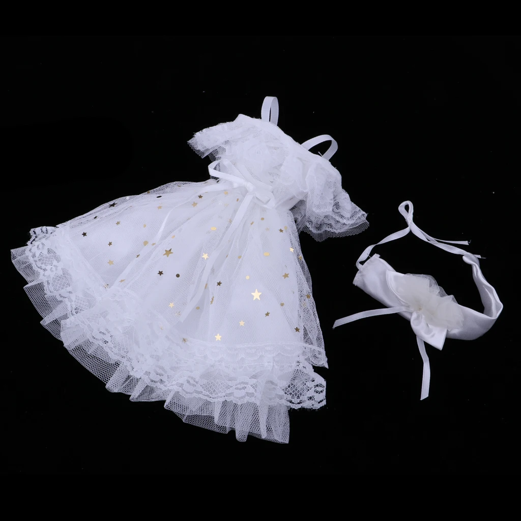 1/4 BJD Dress Off Shoulder Lace Mesh Princess Dress White For Night Lolita