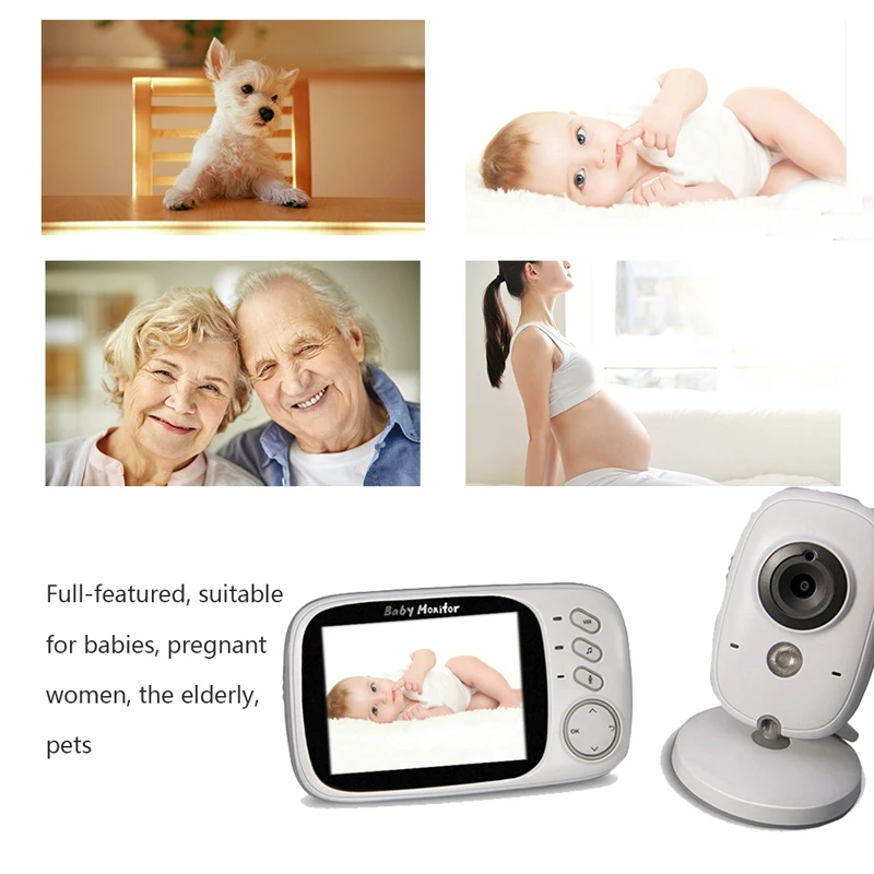 

Wireless Baby Monitor VB603 2.4GHz 3.2inch LCD Display Video with Night Vision Temperature Monitoring Baby Phone Audio Monitor