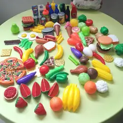 RCtown 120 шт. Пластик Еда фрукты овощи игрушка набор Кухня притворяться, играть в игрушки для мальчиков и девочек HWD30