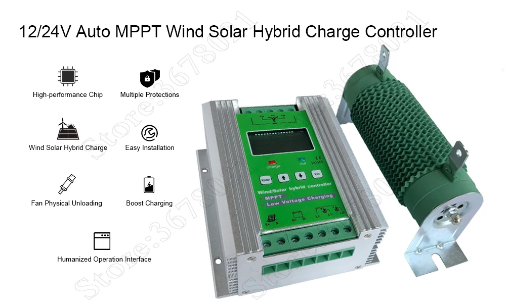 Слежением за максимальной точкой мощности, ветро-солнечной гибридной Boost контроллера заряда 12V 24V подать заявку на 800W 600W ветряной генератор+ 600 Вт 400W панели солнечных батарей