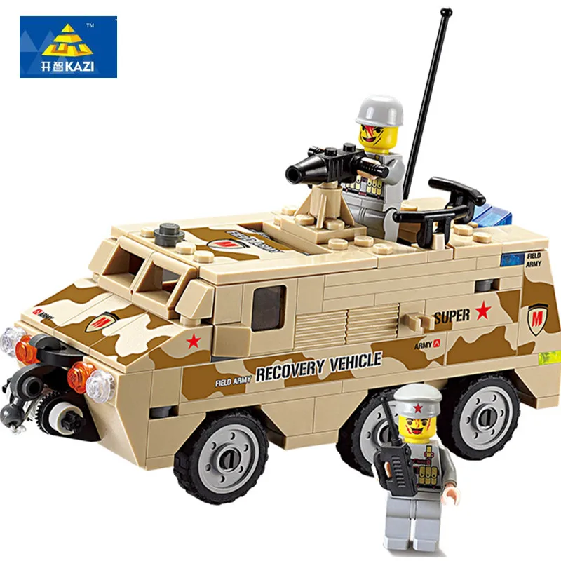 

KAZI 180pcs Combat Troops Rescue Vehicle Building Blocks Compatible Famous Brand Bricks Educational Toys for Children