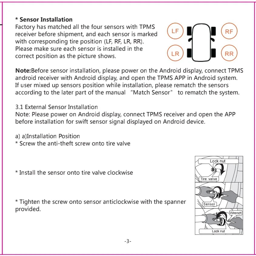 sensor installation