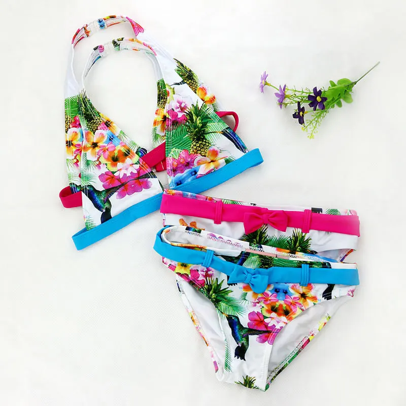 2018 New Summer Cuhk Girls Split Bikini Kids Cute Cute Flower and Animal Pattern Լողազգեստներ Երեխաներ Աղջիկ Ծաղիկների լողազգեստ մեծածախ