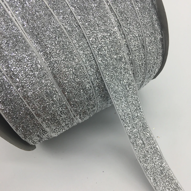 3 Yards 1"(25mm)Wide Glitter Silver Velvet Ribbon Headband Clips Bow