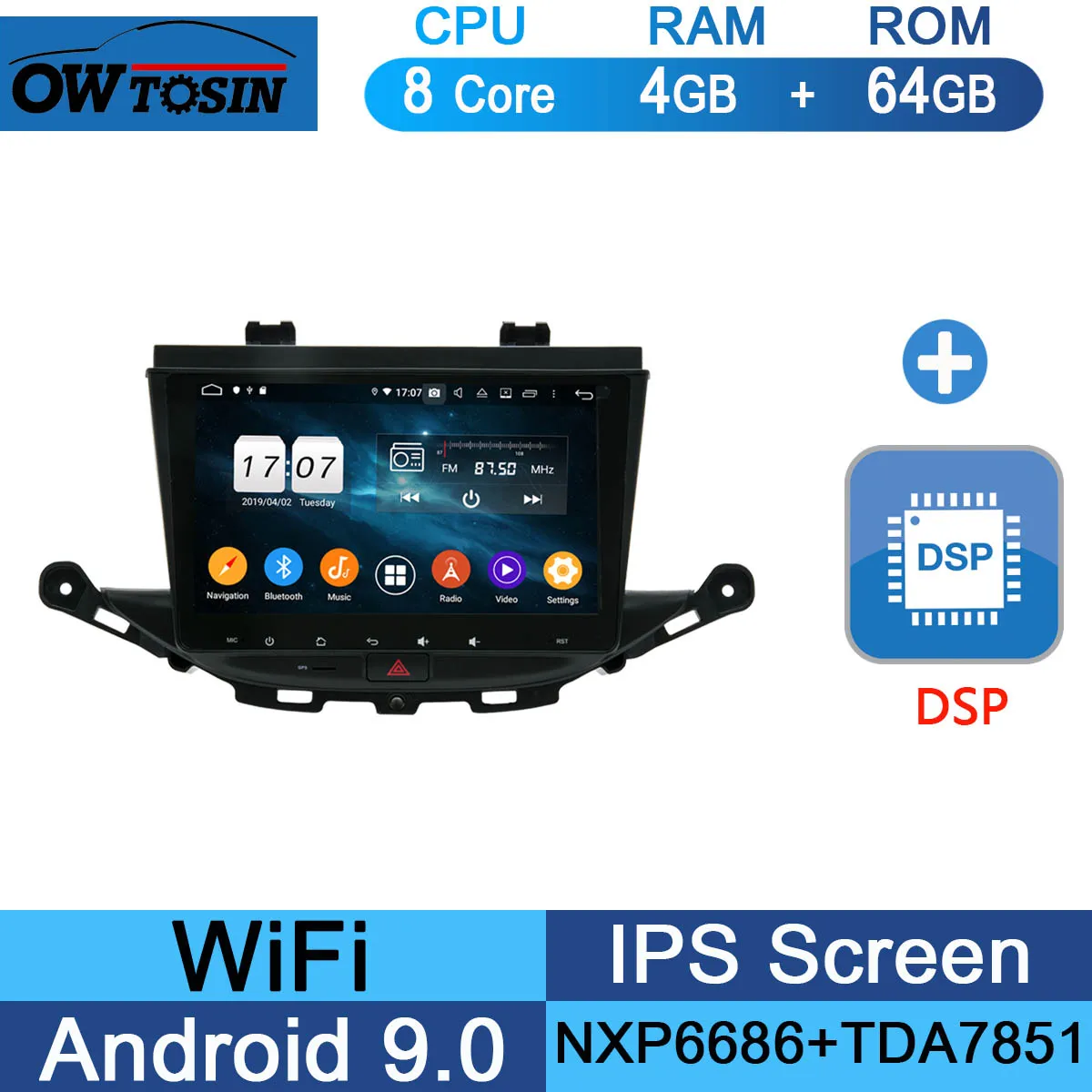 Ips " Android 9,0 8 Core 4G+ 64G автомобильный DVD плеер gps навигация для Opel ASTRA K Мультимедиа стерео DSP CarPlay Parrot BT - Цвет: 64G DSP